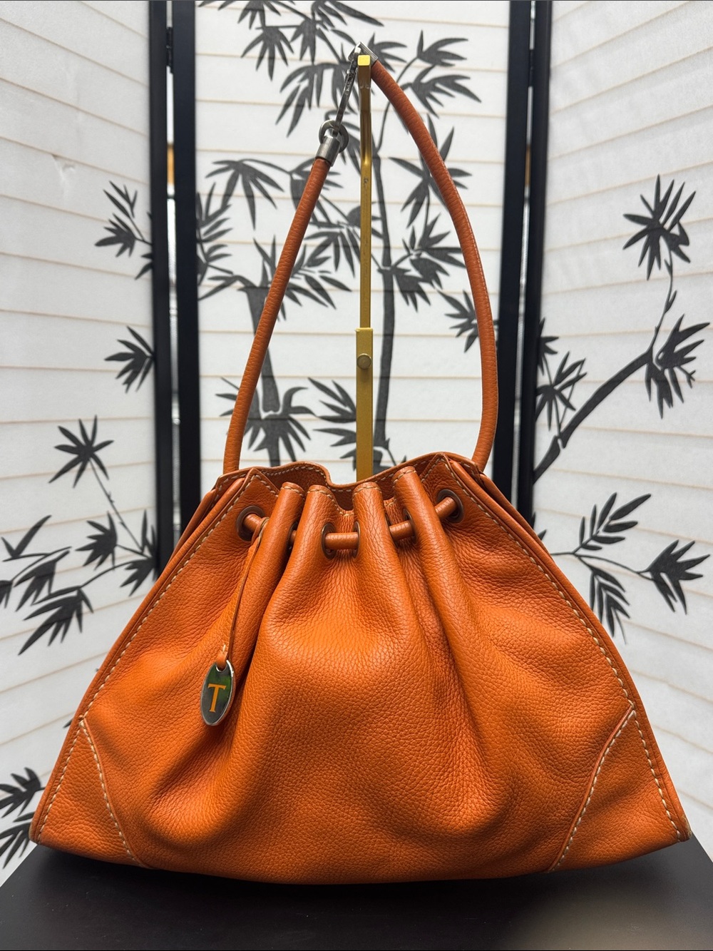 Tod’s Leather Orange Drawstring Shoulder Bag
